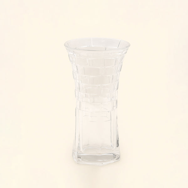 Glass Flower Vase – Star-Patterned Tapered Design – 29cm (H) – HUD25674