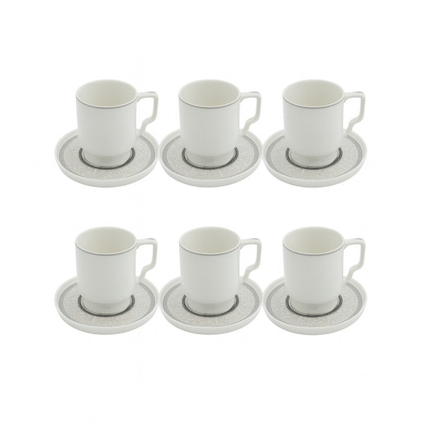 MK-422 Milk Cup & Saucer Set – 6 Cups with Matching Saucers