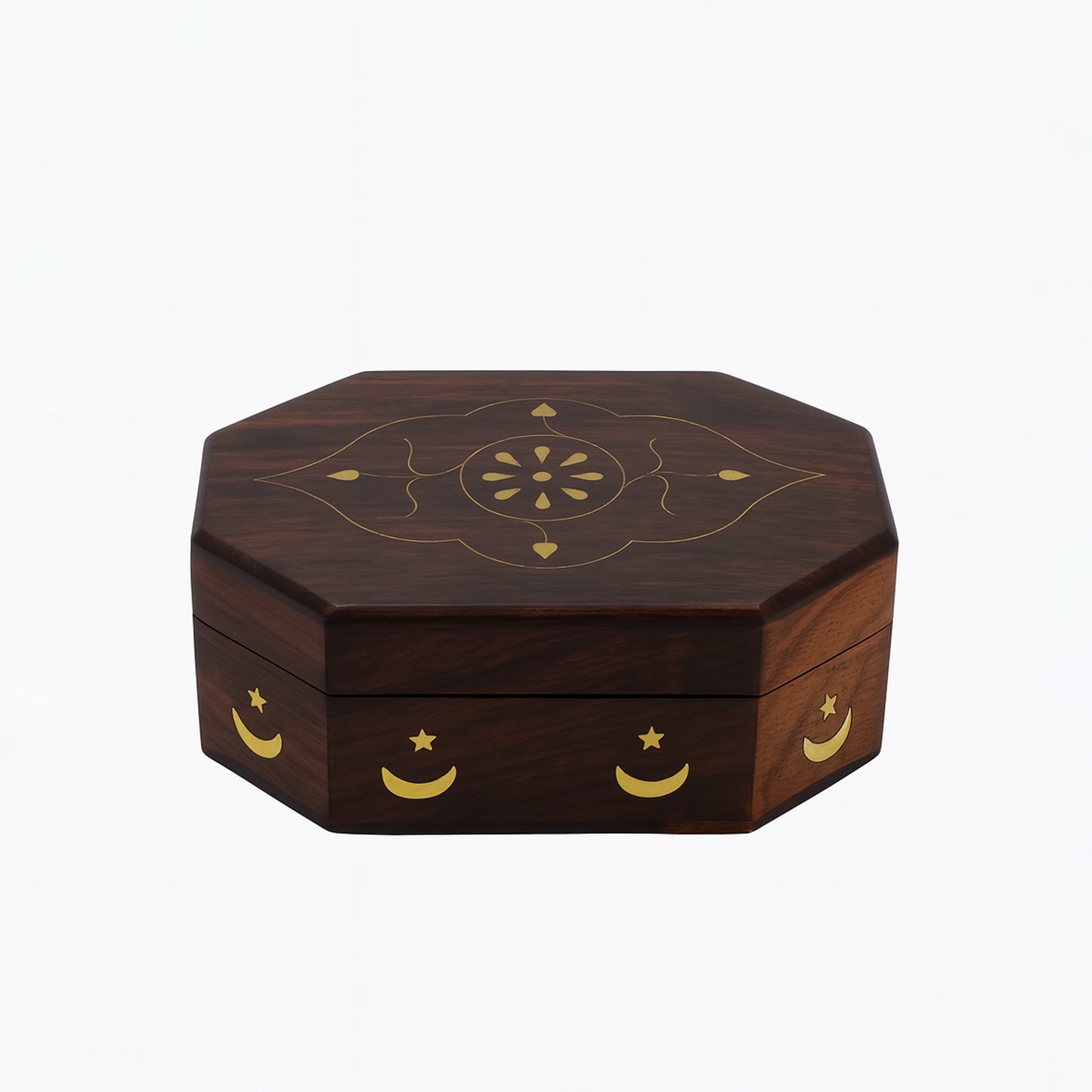 ABH Octagon Wooden Storage Box with Velvet Lining – 6 x 4 Inches