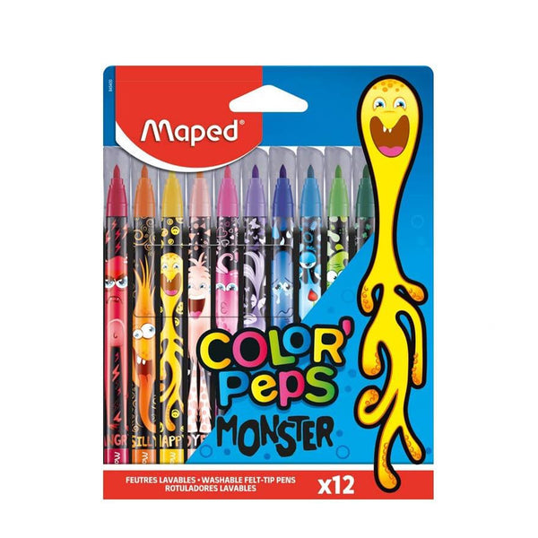 MD-845400 Maped Color’Peps Monster Felt Tip Pens – 12 Pieces