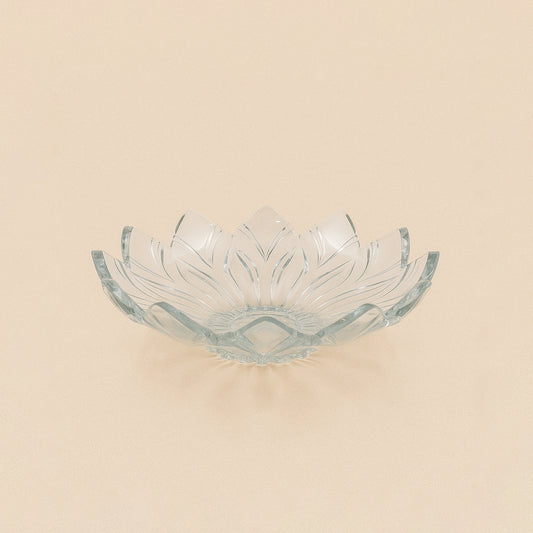 570721 – Glass Fruit Bowl – 33cm – Lotus Petal Cut Design