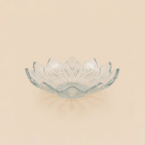 570721 – Glass Fruit Bowl – 33cm – Lotus Petal Cut Design