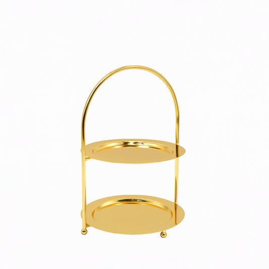 Plate Stand – 2 Layer – Gold Finish – 17cm (D) x 30cm (H) – CD-7548
