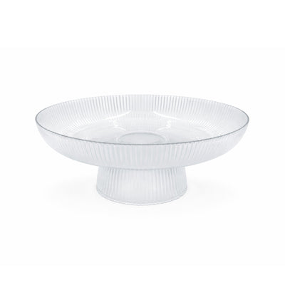 27-10 Glass Fruit Bowl With Base Clear Ribbed Round Design From Siddiq Gift Shop