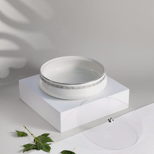 ET2971 Naqsh Large Date Bowl – White & Silver
