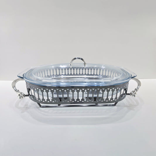 CD-7236 Glass Chafing Dish Silver Black