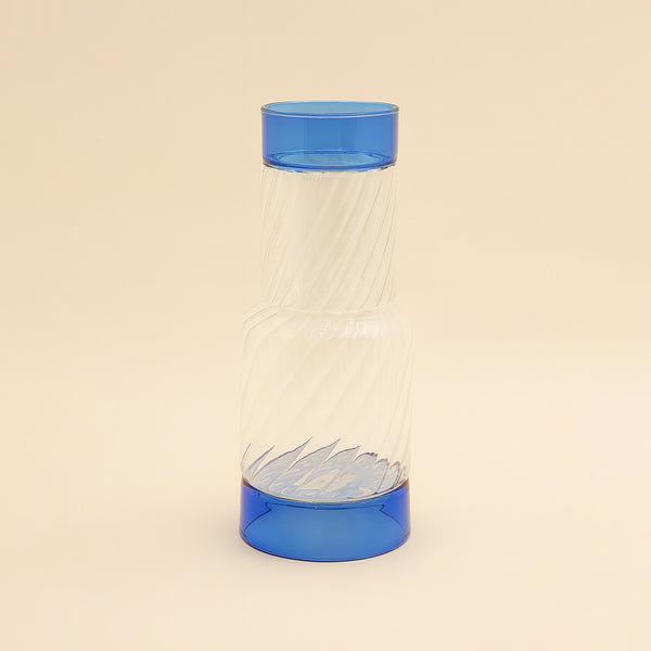 007-16 Glass Water Jug – Elegant Clear Glass with Blue Base