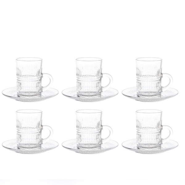 5340000 SOLI40 Istekana Cup & Saucer – 12-Piece – Vertical Crystal-Style Set