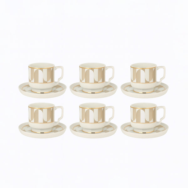 MK-429 Turkish Coffee Cup & Saucer Set – 6 Cups with Matching Saucers