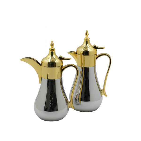 TSC08P Vacuum Flask 2-Piece Set  (0.7L + 1.0L) – Silver & Gold Stainless Steel Thermos