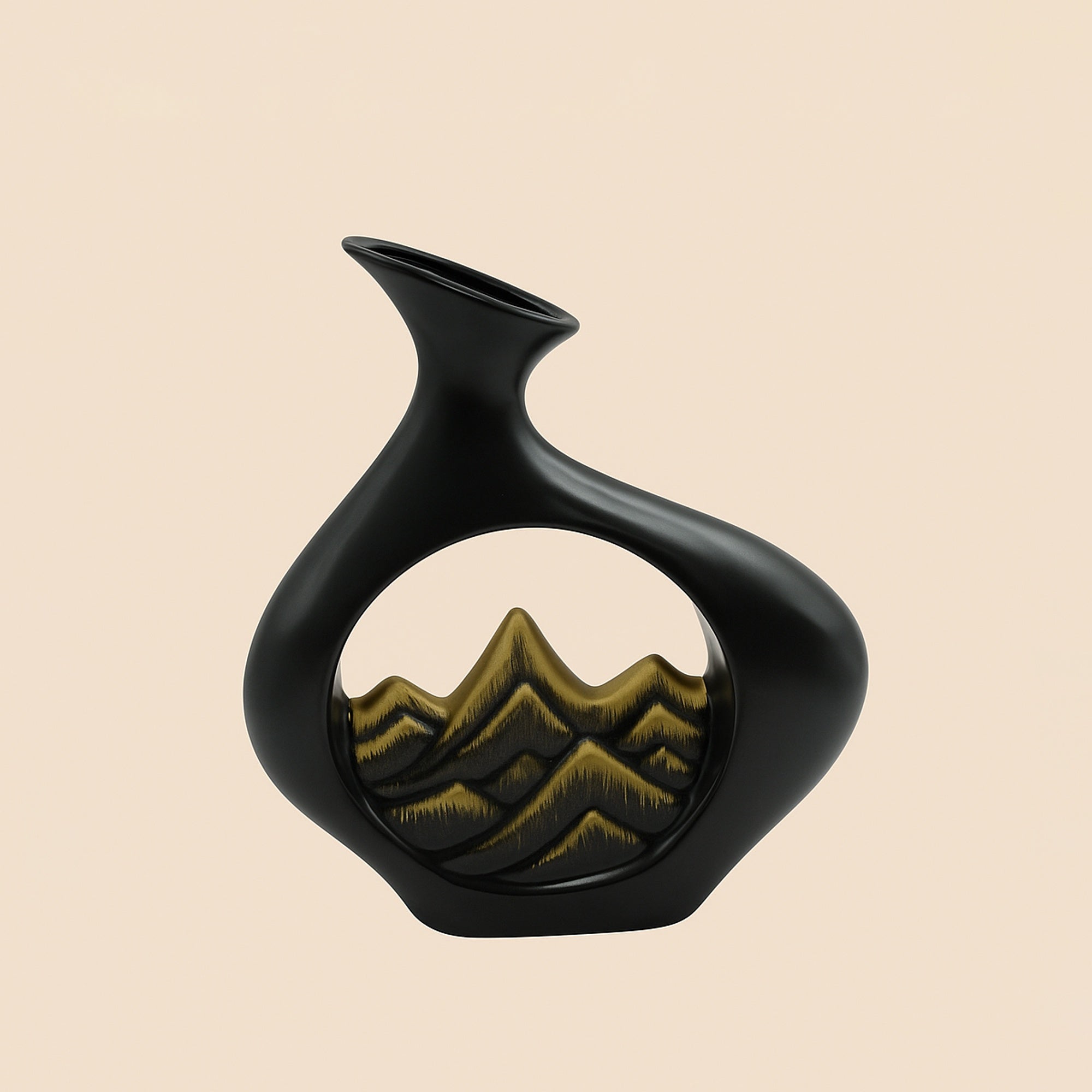 Ceramic Flower Vase – Abstract Mountain Cutout Design – 10901 / 10900 – AF Style