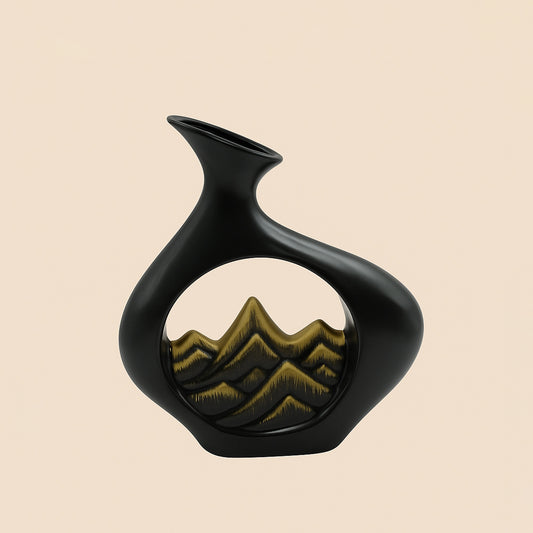 Ceramic Flower Vase – Abstract Mountain Cutout Design – 10901 / 10900 – AF Style