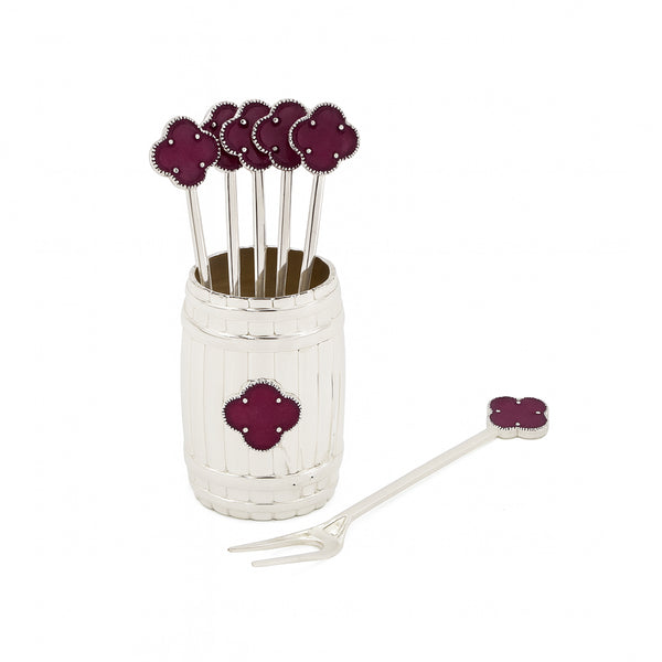 AMS-TW-2183 Silver Fork Set with Holder – 6-Piece Fork Collection