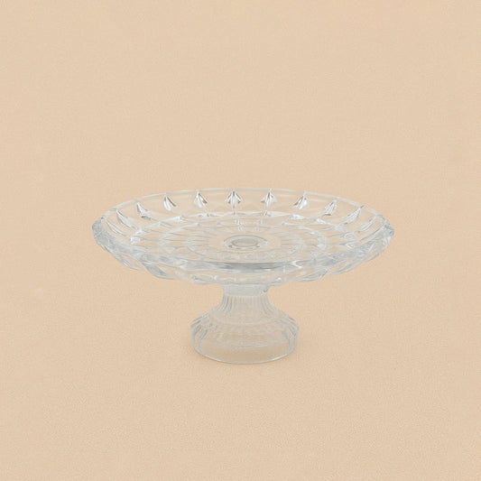 VC17871700W – Glass Cake Stand – 30cm – Diamond Cut Design on Pedestal Base