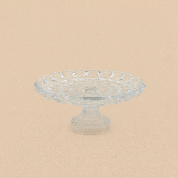VC17871700W – Glass Cake Stand – 30cm – Diamond Cut Design on Pedestal Base