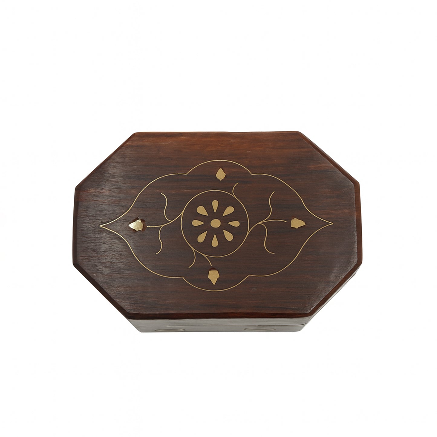 ABH Octagon Wooden Storage Box with Velvet Lining – 6 x 4 Inches