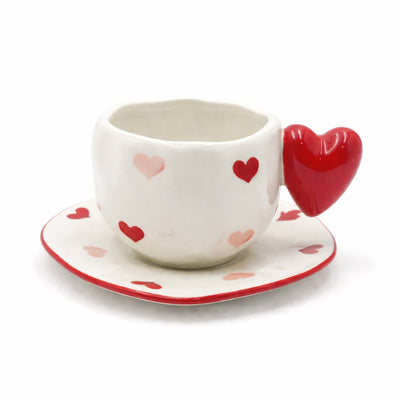 2935-17 ceramic cup and saucer set in red and pink pattern – tea and coffee serving set at Siddiq Gifts Mussafah Abu Dhabi