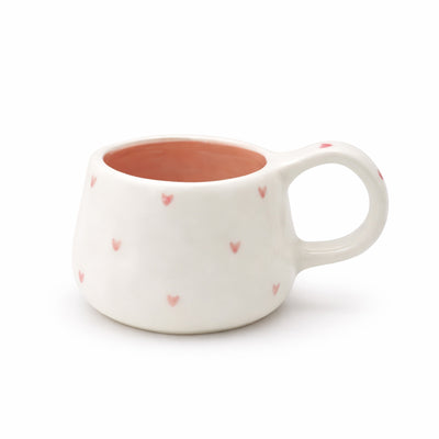 2939-12 ceramic mug in white finish with pink heart pattern and glossy interior for tea and coffee serving – Siddiq Gifts Mussafah Abu Dhabi