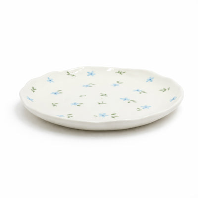2939-17 20cm ceramic plate in white with blue floral design for dessert and snack serving – Siddiq Gifts Mussafah Abu Dhabi