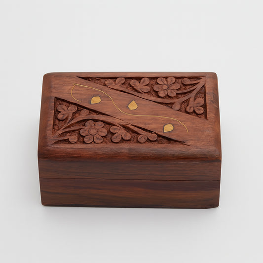 ABH Wooden Storage Box with Velvet Lining – 5 x 3 Inches