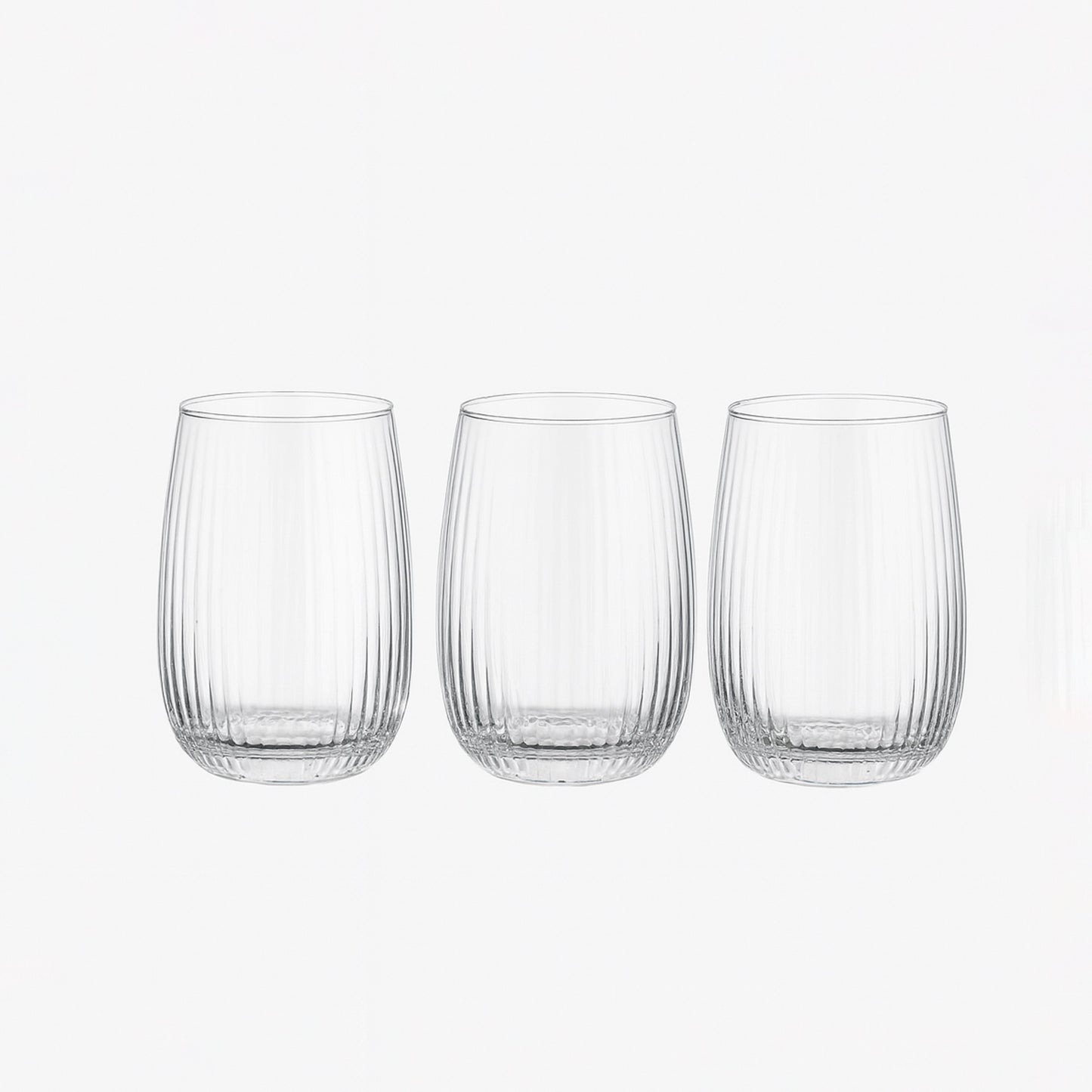ES8040B/L3 – Glass Cup 3-Piece Set – 400ml – Ribbed Clear Tumbler Glasses