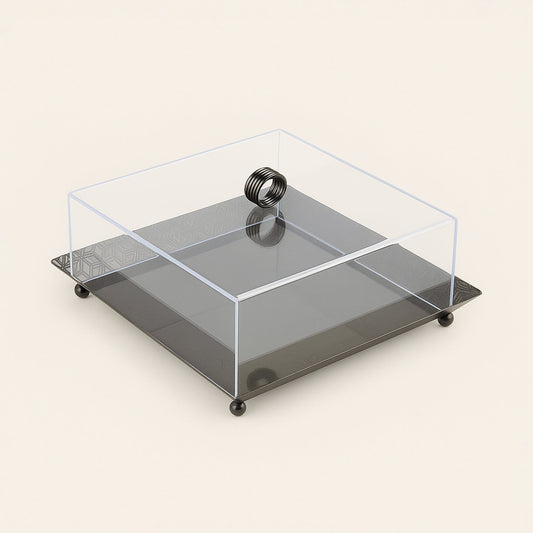 Acrylic Serving Tray with Lid – Black – 28cm (L) x 28cm (W) x 10cm (H) – VK1005B
