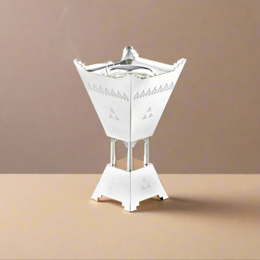 HT2411015 Incense Burner – 19cm (H) – Elegant Silver Bakhoor Holder for Home Fragrance