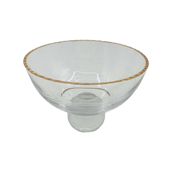 VG401 Glass Bowl With Crystal Stand and Gold Line - 5cm