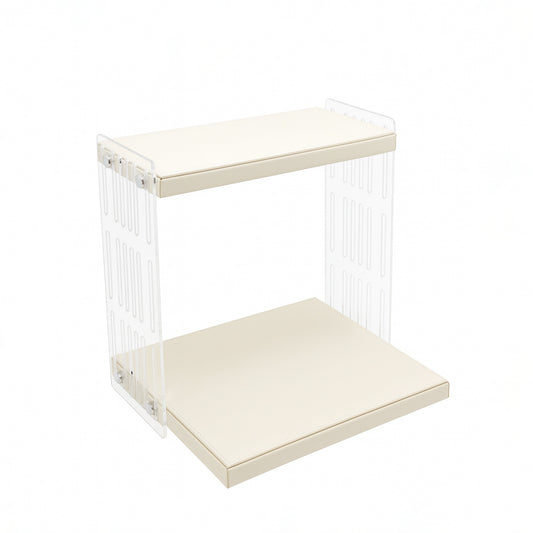 TR0043 – Acrylic Tray with Leather Base 2-Layer 15x30 / 30x30 cm – White