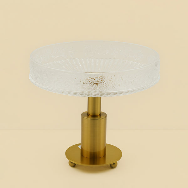 Glass Fruit Bowl with Gold Stand – 30 cm (D) x 27 cm (H) – HMT40080"