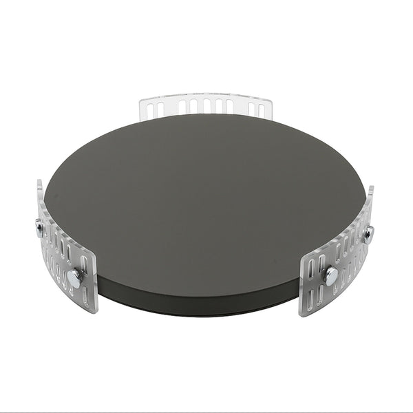 TR0040 – Acrylic Round Tray with Leather Base – 40cm – Silver