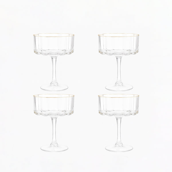 DSJ0438R Deli Glass Set – 4 Pieces – 380ml Capacity –  Gold Rim