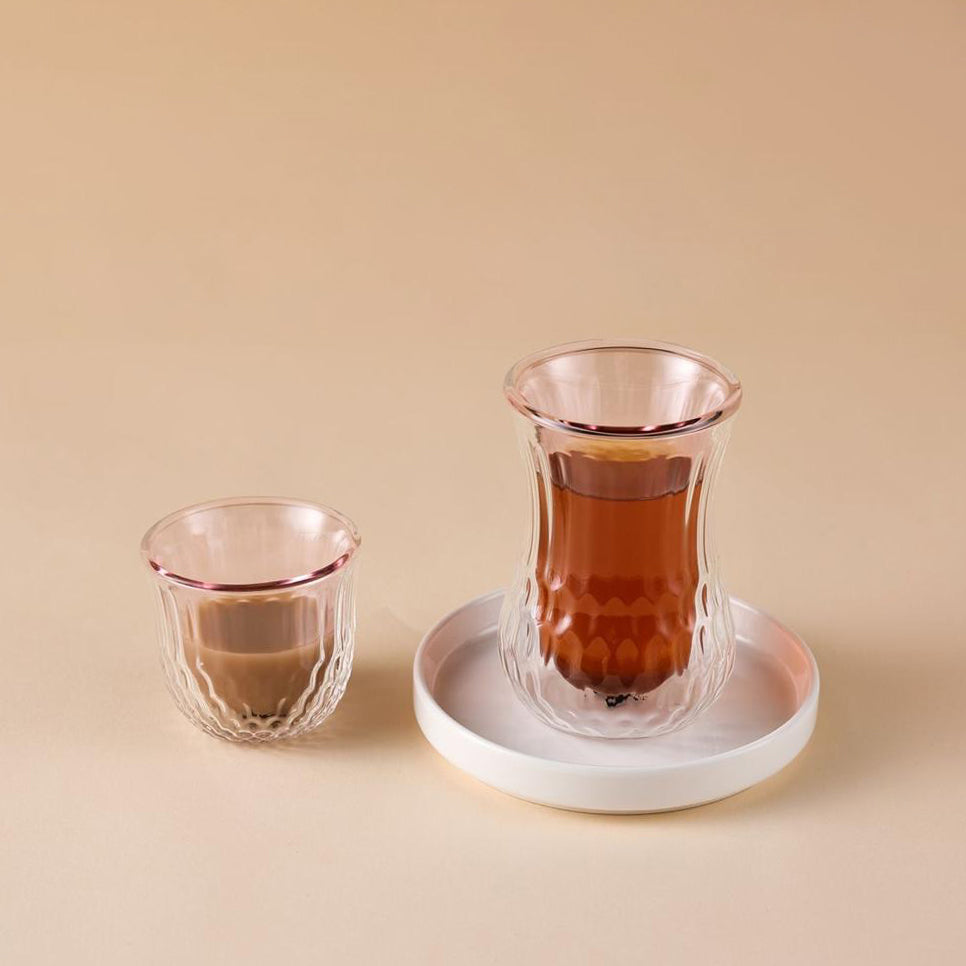 RA165610 Yasmeen Tea  & Cawa  Cup Set Pink 18 pcs