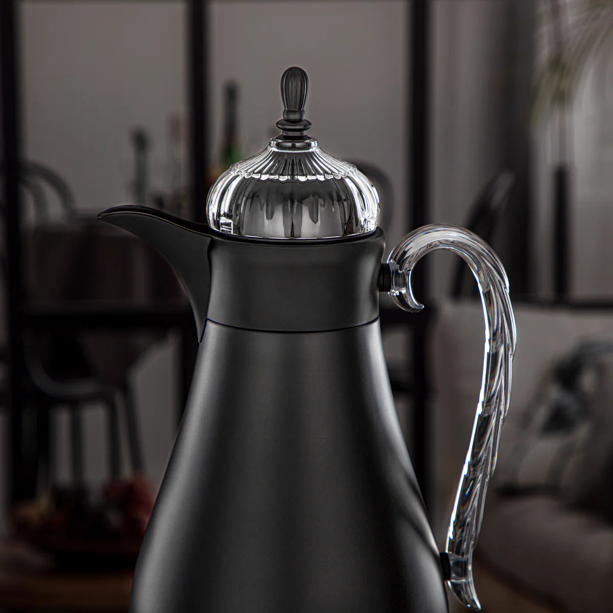 FG810 Vacuum Flask Set 2-Piece (0.7L + 1L) – Matte Black and Clear