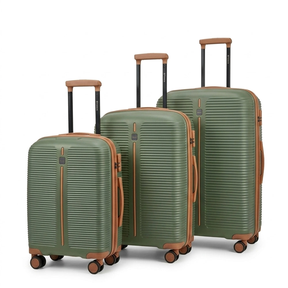 TP97980-3 PRESIDENT Trolley Case Set – 3-Piece Olive Green TSA Lock, 360° Spinner Wheels & Expandable Hard Shell