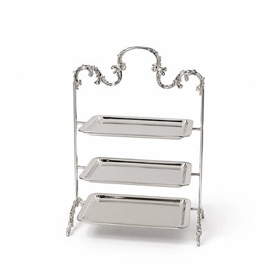 3-Tier Serving Stand 25 x 40 CM Silver Finish Dessert Display Stand Siddiq Gifts