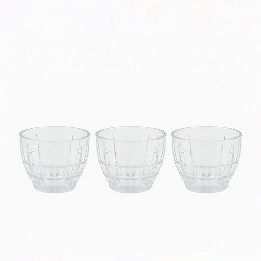 GER5382 – Glass Bowl – 3-Piece Set – Clear Patterned Bowls for Serving