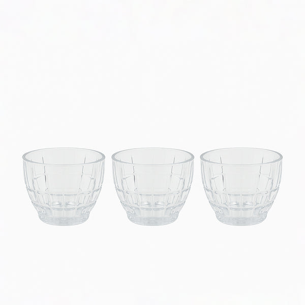 GER5382 – Glass Bowl – 3-Piece Set – Clear Patterned Bowls for Serving