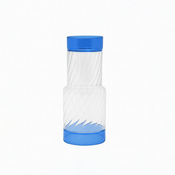 007-16 Glass Water Jug – Elegant Clear Glass with Blue Base