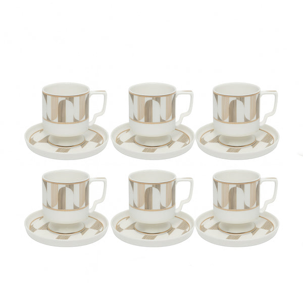 MK-428 Milk Cup & Saucer Set – 6 Cups with Matching Saucers