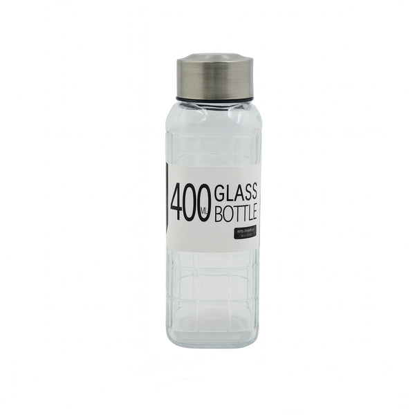 24Q81FGBXG – Glass Bottle 400ml –  Stainless Steel Lid
