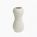 99599-13 Ceramic Vase – 30cm (H) – White Matte Design with Natural Rope Accent