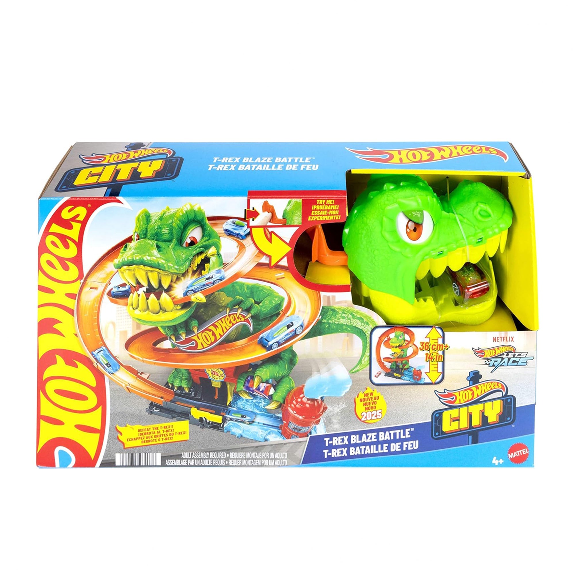 JBM73 Hot Wheels City T-Rex Blaze Battle Playset with Car