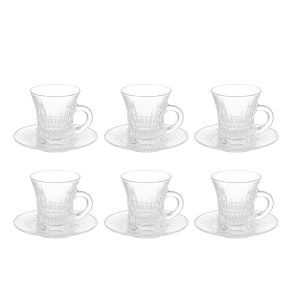 5340214 SOLI41 Milk Cup & Saucer – 12-Piece – Textured Crystal-Style Set