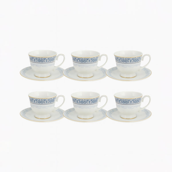 MK-425 Milk Cup & Saucer Set – 6 Cups with Matching Saucers
