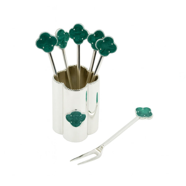 AMS-TW-2184 Silver Fork Set with Holder – 6-Piece Fork Collection