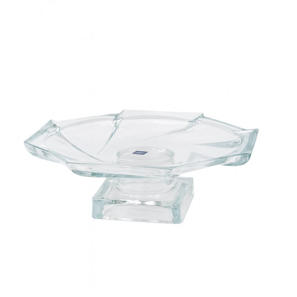 ISF-193 Square Fruit Bowl Large 291mm (D) x 100mm (H) – Elegant Pedestal Glass Serving Bowl