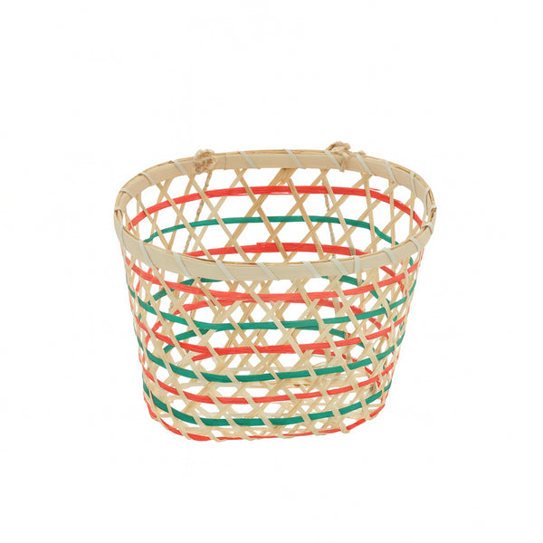 AB3368B Bamboo Jali Basket – 18cm (W) x 18cm (H) – Handwoven with Jute Handle