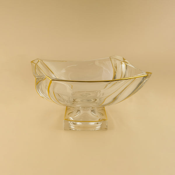 TRC-17332 – Footed Square Bowl with Gold Rim – 27cm (W) x 27cm (L)