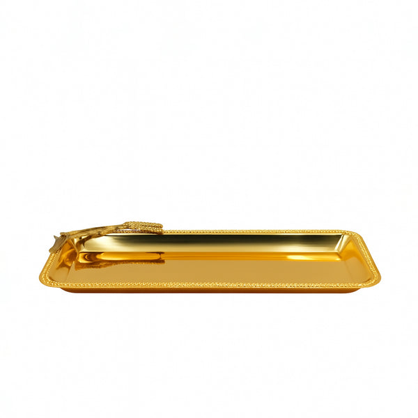 CD – Rectangular Serving Tray with Decorative Leaf Accent – 45cm (W) x 18cm (L)